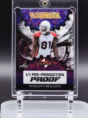 Leaf Flashback Anquan Boldin 1/1 Pre-Production Proof Purple/Red/White